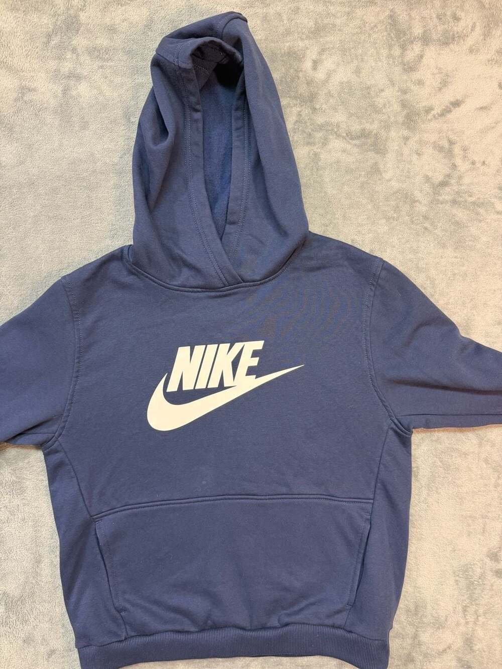 Nike Blue White Futura Logo Fleece Pullover Hoodie Youth XL